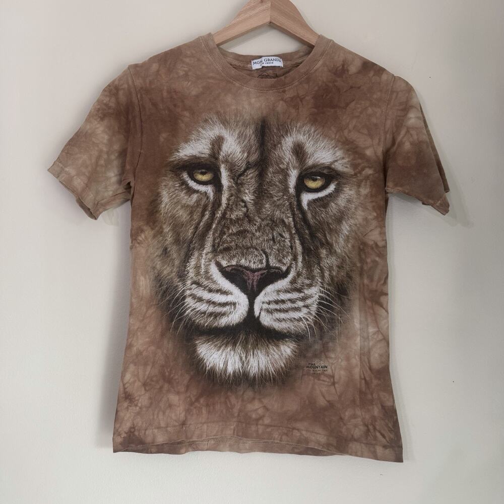 MGM Grand Las Vegas Lion Face T Shirt Youth Large Brown Tie Dye Tee The Mountain